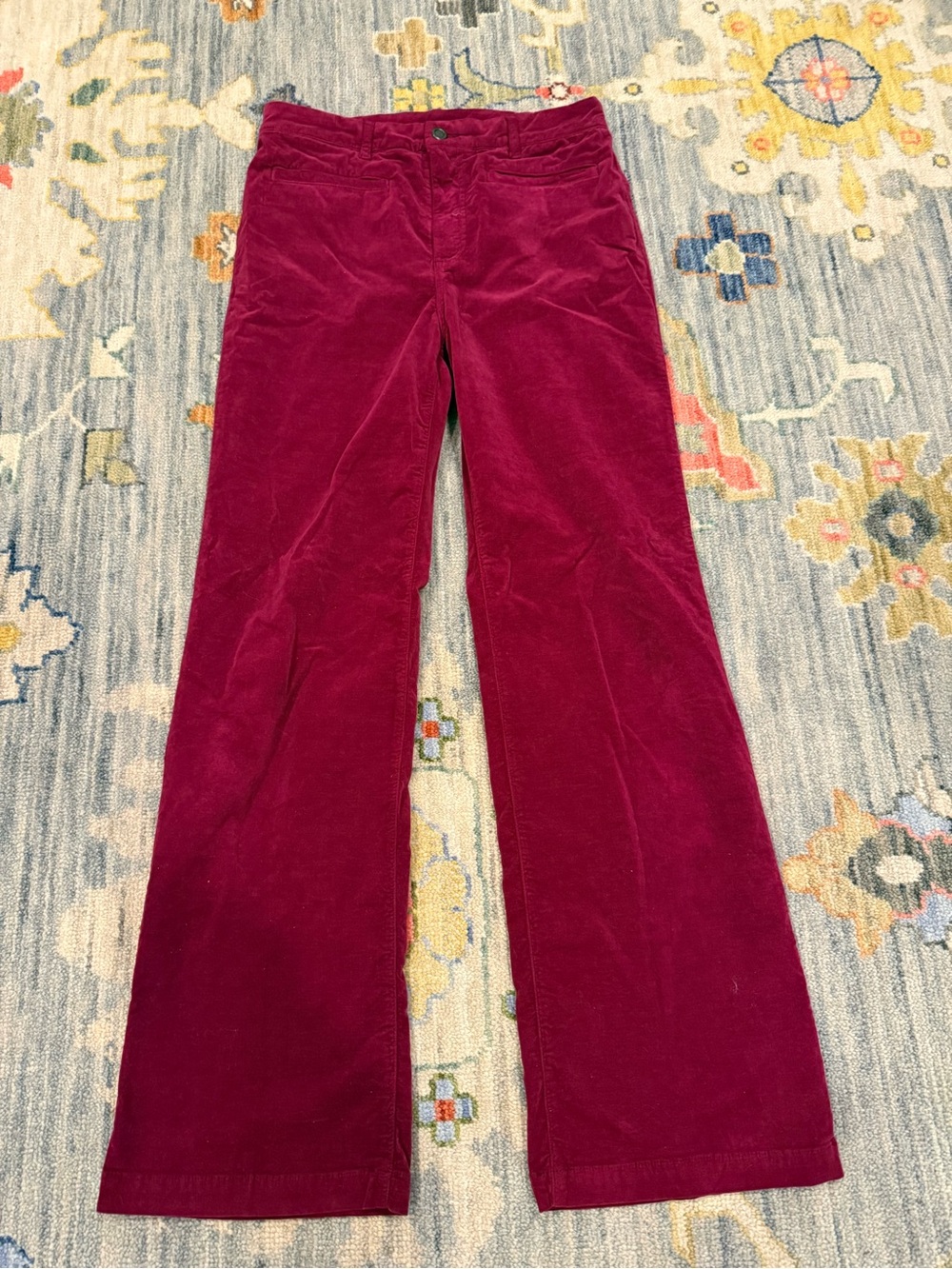 J. McLaughlin Braylee Raspberry velvet Corduroy wide leg Pants size 6 - Picture 1 of 5